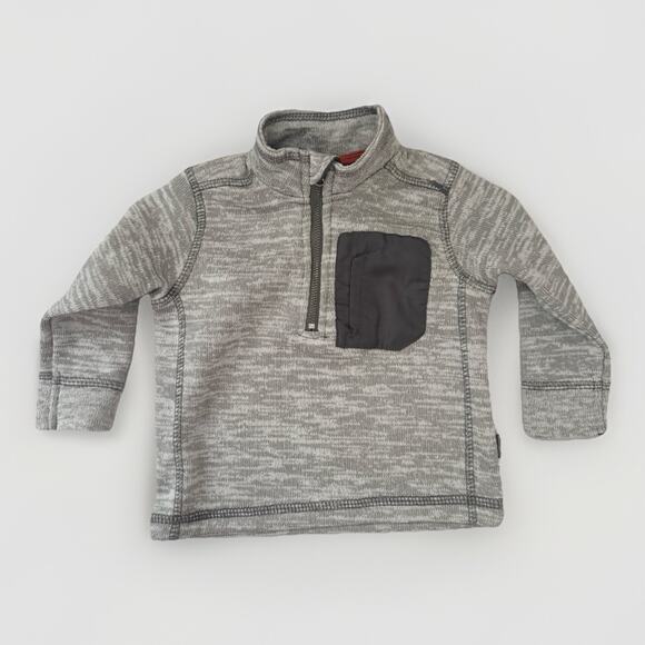 Eddie Bauer Pullover 1/4 Zip Gray Sporty Preppy Baby Boys Heather Sweater 12M - Picture 1 of 6